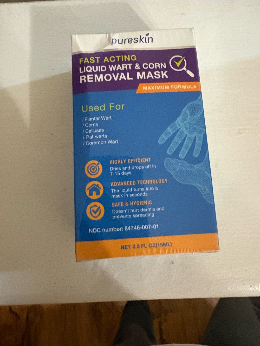 Brand new and sealed. Expires 28’ Fast Acting Liquid Wart & Corn Removal Mask
